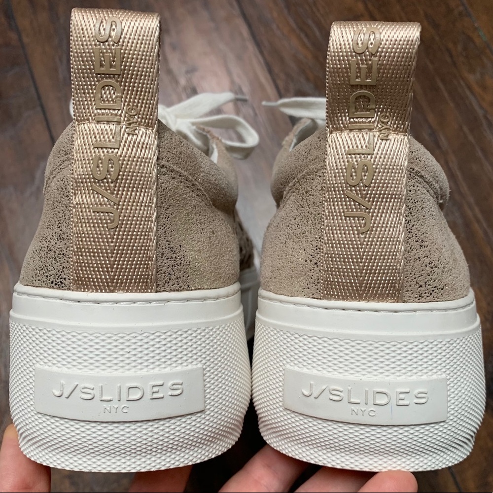 NEW J/Slides Costarr Sneaker in Gold Leather - Picture 10 of 11